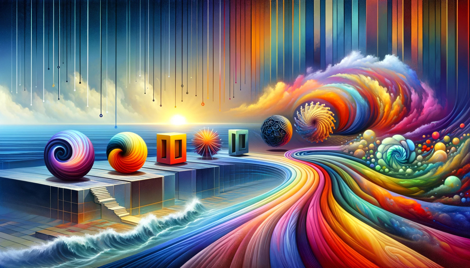 a vibrant and dynamic scene that abstractly represents the concept of 5-letter words ending in "o". The image features a series of colorful objects arranged to symbolize the progression towards the final "o", set against a backdrop that blurs the line between reality and imagination. This artistic interpretation captures the essence of the concept, focusing on creativity and diversity without directly depicting any specific word. (5 Letter Words Ending in O)