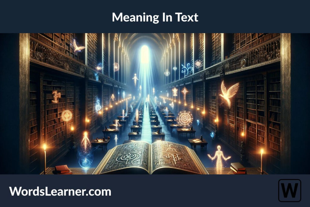 an image visualizing the abstract concept of finding deep, underlying meaning in text, creating a scene that captures the magic and mystery of reading and the transformative power of literature, set within a vast and ancient library.